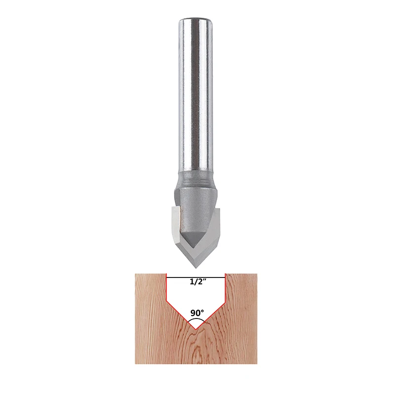 1PC V Bit end mill 3D Milling Bits carbide steel V Shape Chamfer End Mills Woodworking engraving bit，60 90 degree Shank 6 8 1/4"