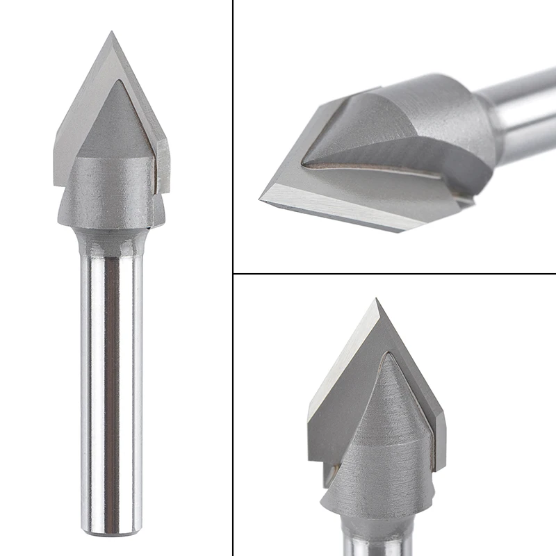 1PC V Bit end mill 3D Milling Bits carbide steel V Shape Chamfer End Mills Woodworking engraving bit，60 90 degree Shank 6 8 1/4"