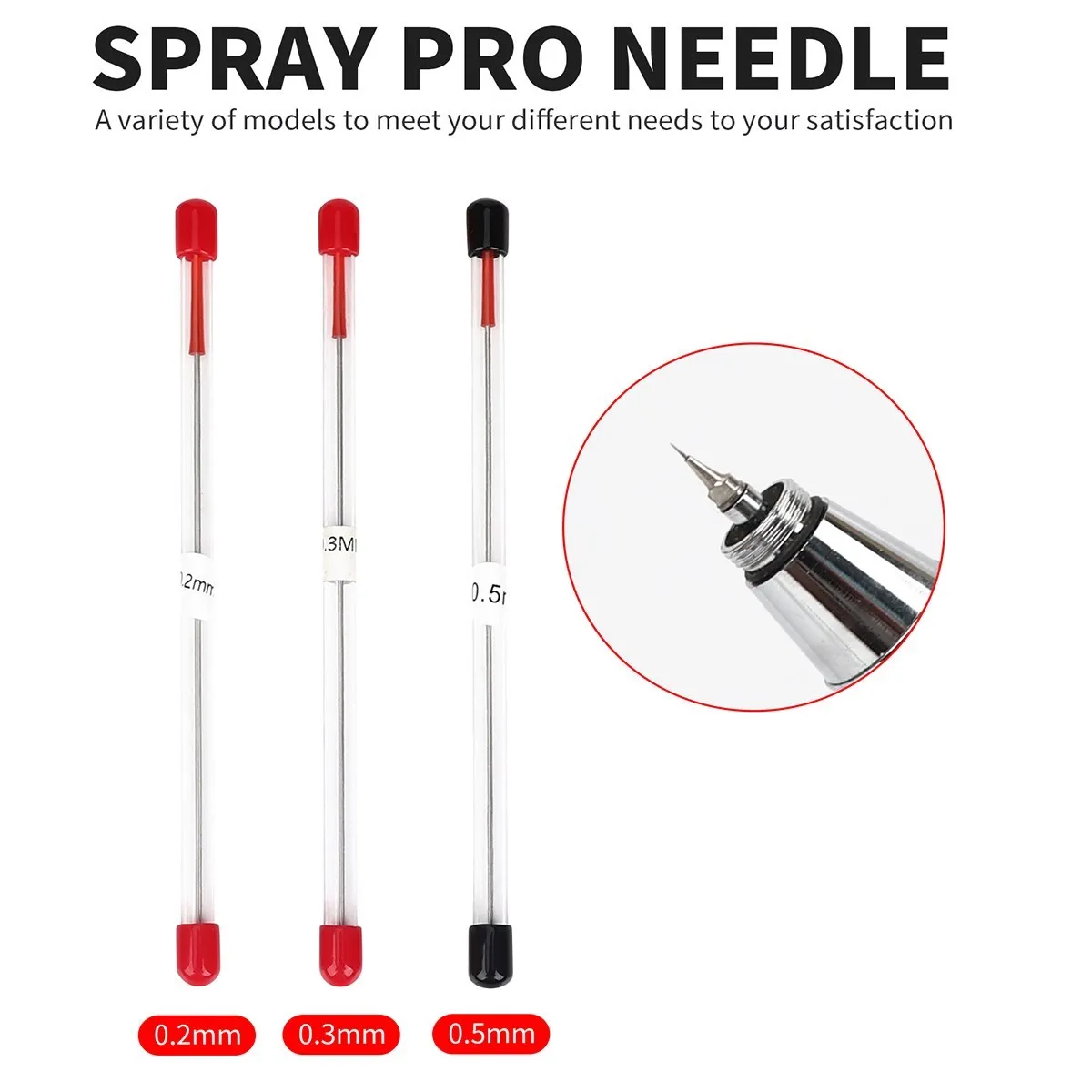 0.2/0.3/0.5mm Airbrush Nozzle Needle Replacement for Airbrushes Spray Gun Model Spraying Paint Maintenance Accessories