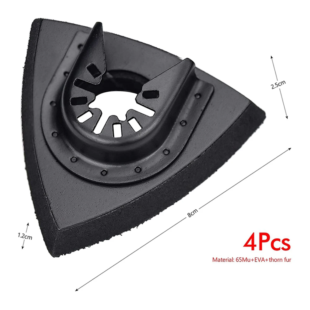 4pcs Triangular Sanding Pads 80mm Hook And Loop Grinding Triangle Oscillating Sandpaper Multi-Tool Blade Oscillating Tool Acces