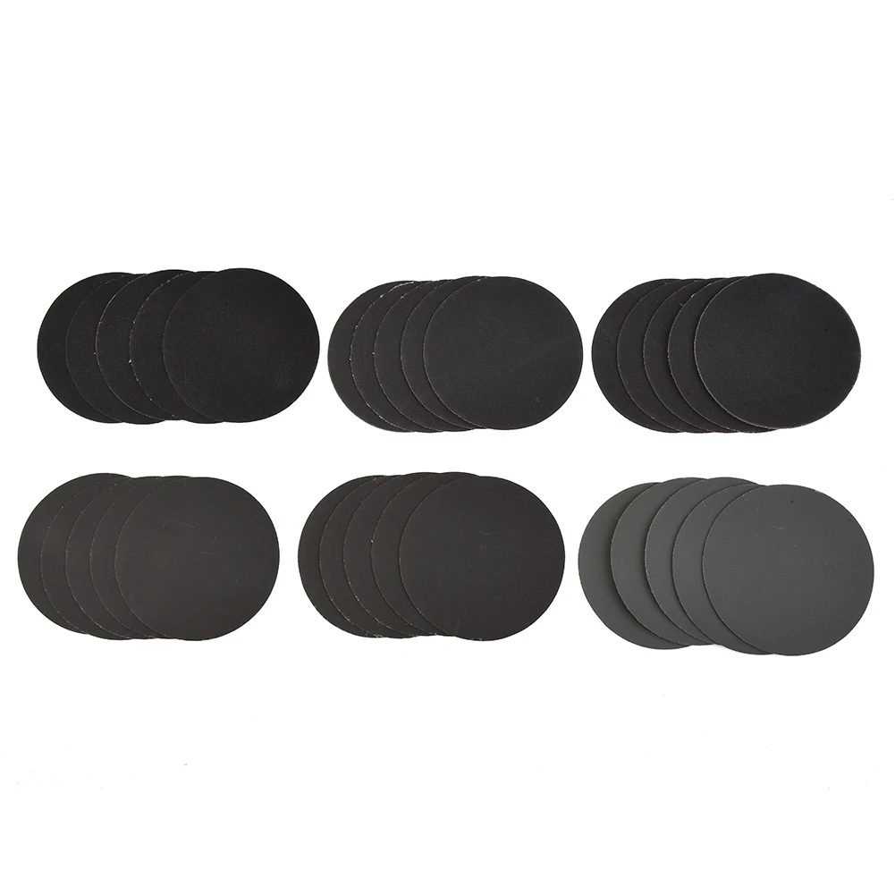 30Pcs 3inch 75mm Sanding Discs Wet/Dry Sandpaper 320, 400, 600, 800, 1000, 1500 Grit High Quality Sand Carabiner Round Sand Tray