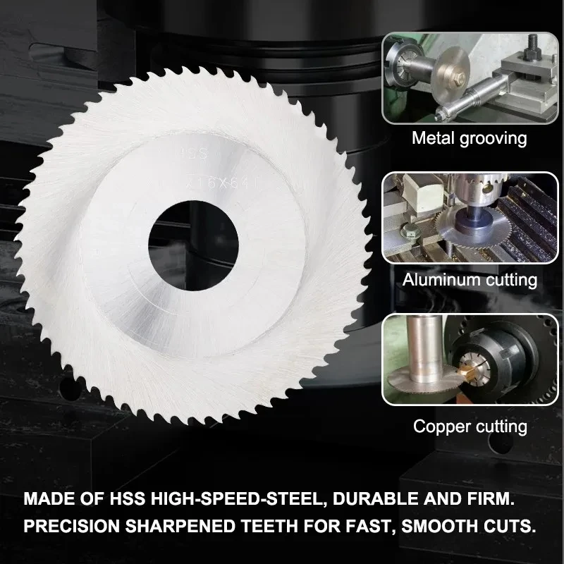 40 50 60 63 75 80mm Slitting &Slotting Saw Blade HSS Steel Circular Cutting Disc for CNC Slitting Machine Metal PVC Cutting Tool