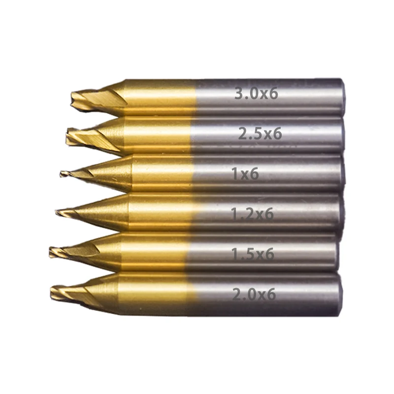 CHSYX High Quality 1.0-3.0mm HSS Titanium End Milling Cutter Engraving Edge Cutter CNC Bits End Mill for Key Cutting Machine