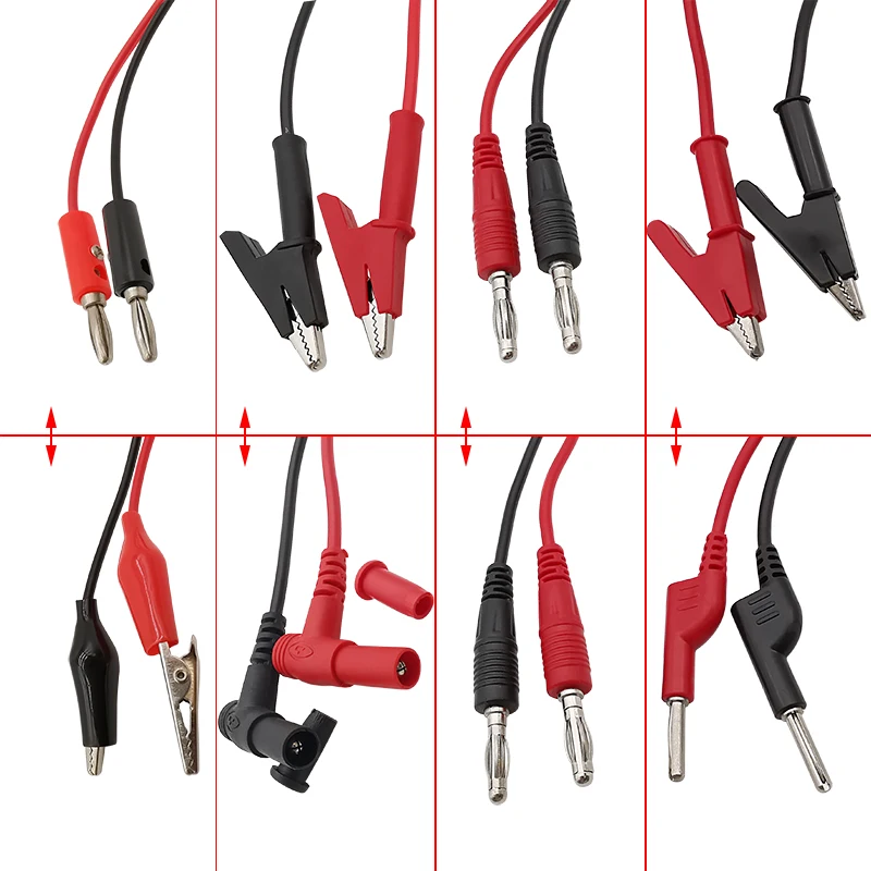 Universal Multimeter Test Leads 4mm Banana Plug Connector to Alligator Clips / Banana Plug / Tweezers Clip / Probe Tip Wire Test