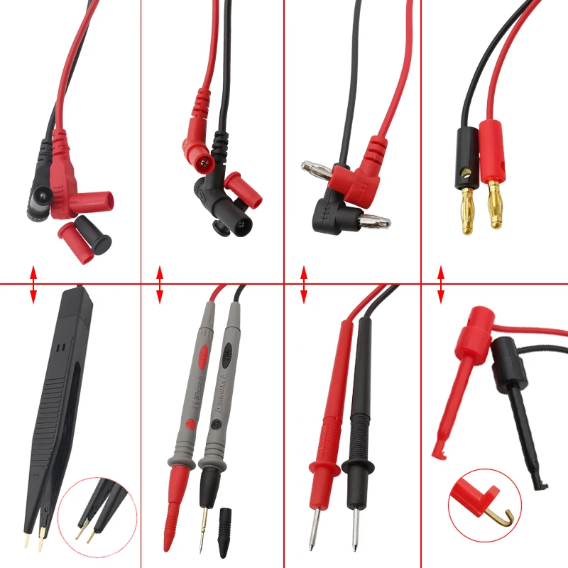 Universal Multimeter Test Leads 4mm Banana Plug Connector to Alligator Clips / Banana Plug / Tweezers Clip / Probe Tip Wire Test