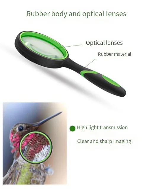 10X Magnifying Glass For Kids Seniors Handheld Reading Magnifier 50mm Magnifying Lens For Reading Science Nature Exploration