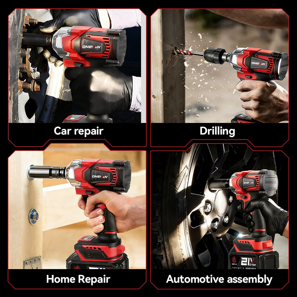 ONEVAN 21V Brushless Electric Impact Wrench 1200 N.m Cordless Wrench Electric Screwdriver Power Tool For Makita 18V Battery Pin