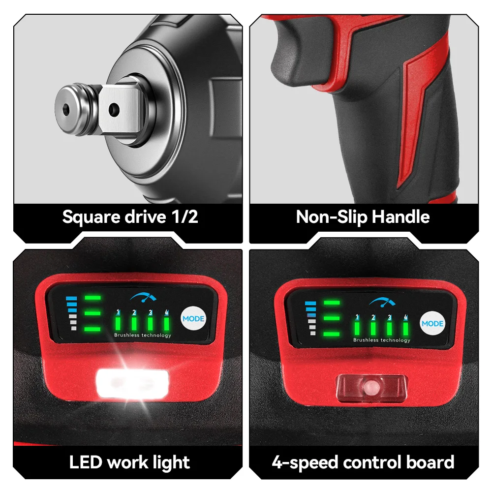 ONEVAN 21V Brushless Electric Impact Wrench 1200 N.m Cordless Wrench Electric Screwdriver Power Tool For Makita 18V Battery Pin