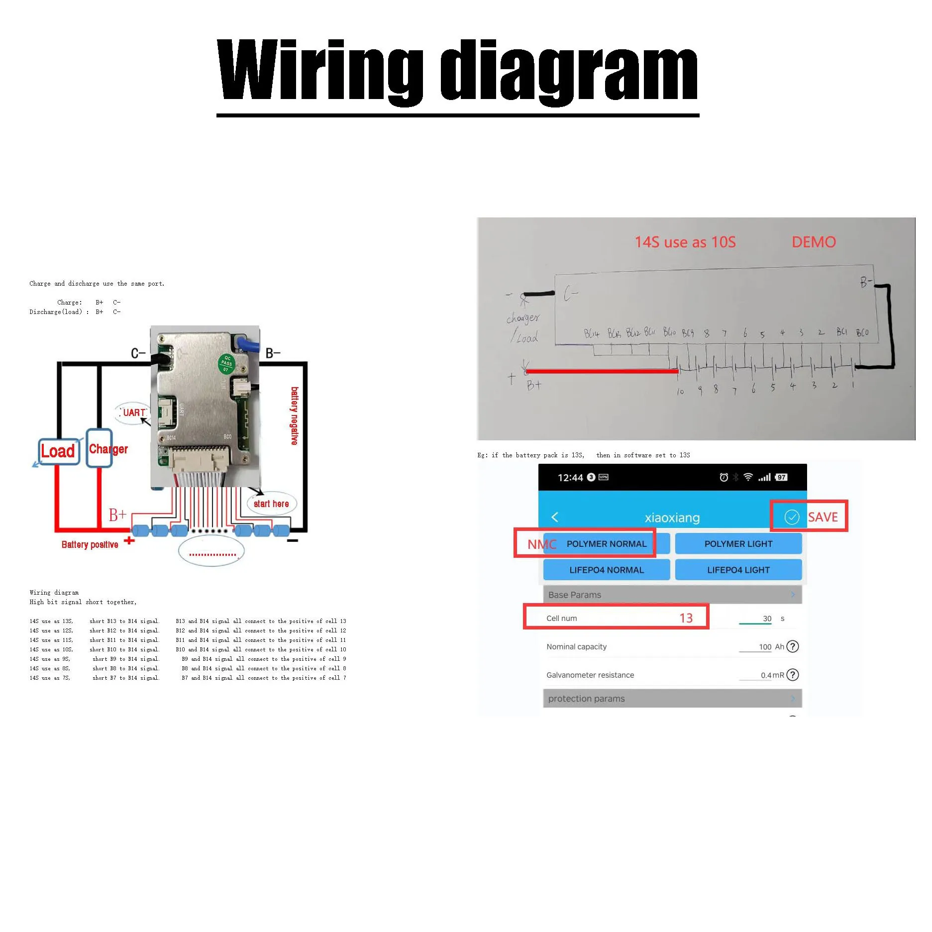 JBD Bluetooth 7S to 14S 13S Lithium Battery Protection Board Smart BMS Balance 24V 36V 48V 52V Li-ion Lipo 8S 12S LifePo4 30A