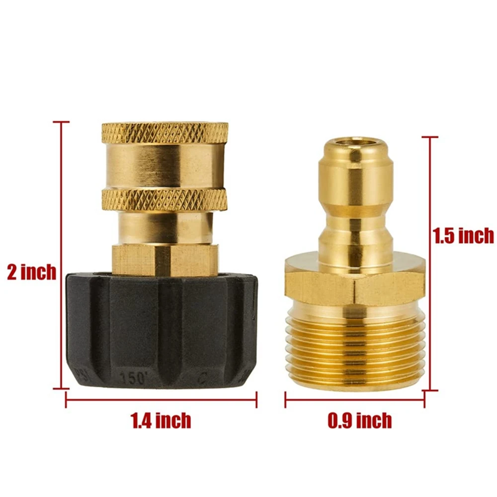 High Pressure Washer Adapter Set Quick Connect Kits Gun to Wand M22 to 1/4 Quick Connect 5000 PSI