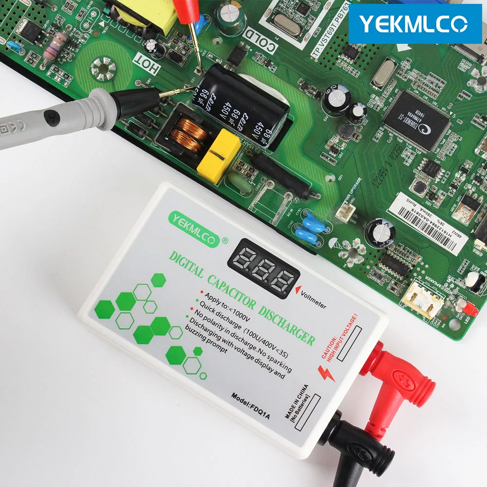 Capacitor Discharger 10-1000V Fast Discharge Protection Electrician Voltage Discharging Tool for Electronic