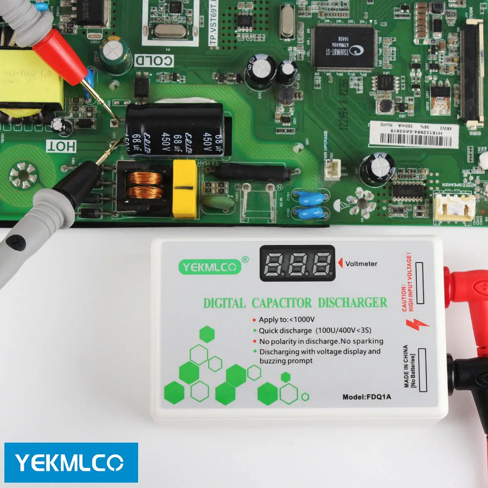 Capacitor Discharger 10-1000V Fast Discharge Protection Electrician Voltage Discharging Tool for Electronic