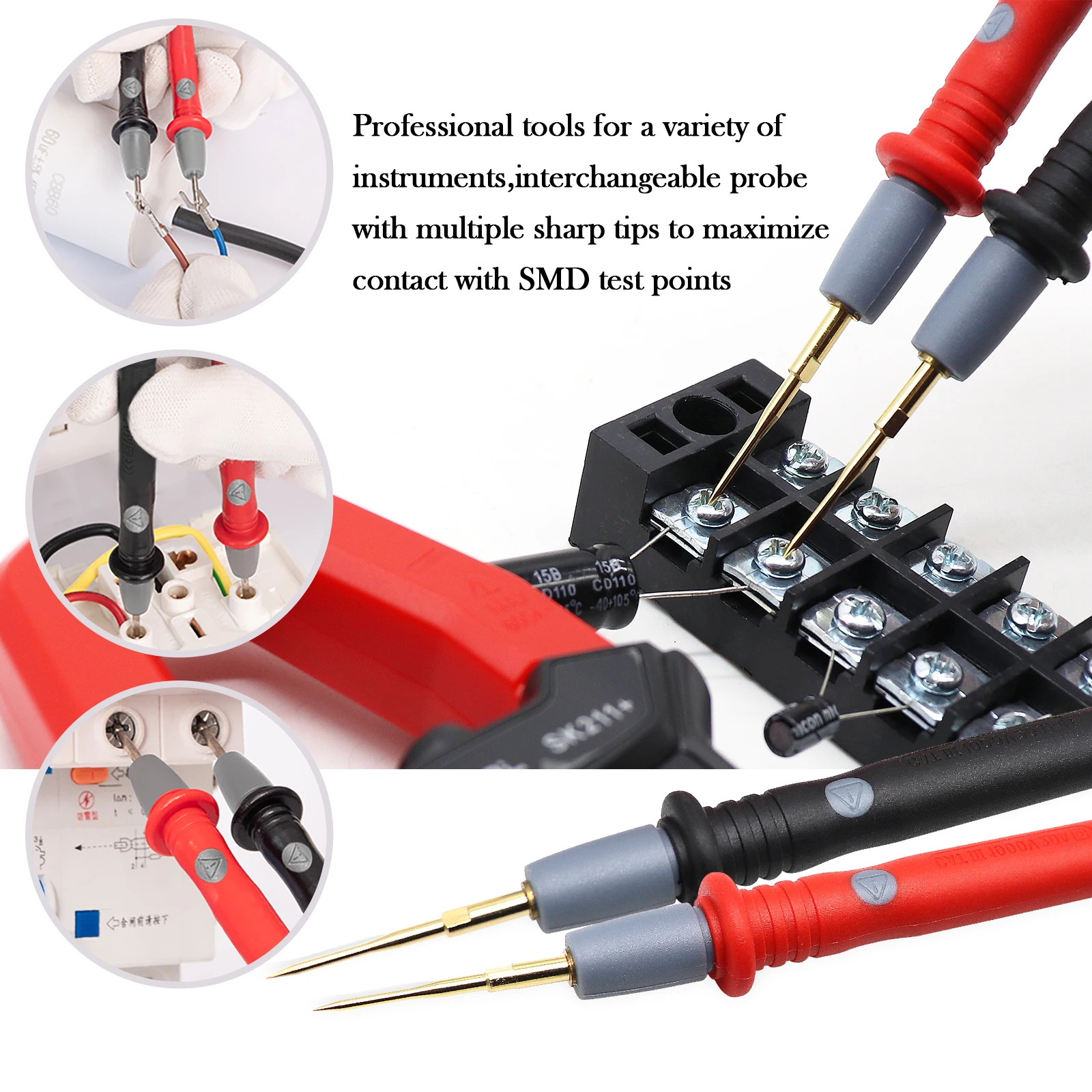 22 Pcs Multimeter Test Lead Probes Kits Silicone Wire Pen Cable Replaceable Needle tip Universal Test leads with Alligator clip