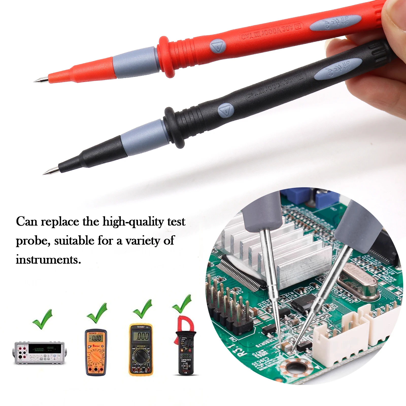 22 Pcs Multimeter Test Lead Probes Kits Silicone Wire Pen Cable Replaceable Needle tip Universal Test leads with Alligator clip