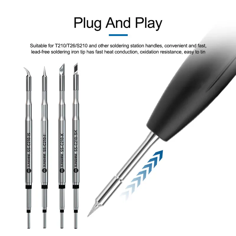 SUNSHINE C210 Series Integrated Soldering Iron Tips and Heating Core Efficient Heat Conduction Temperature Recovery for S210