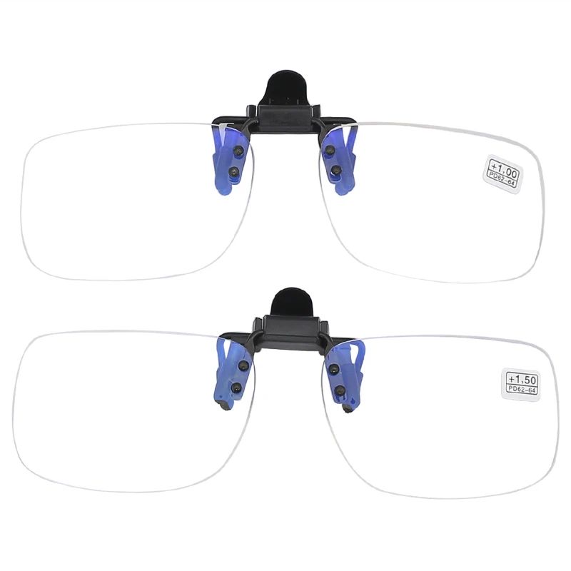 Ultra-light Clip Presbyopic Glasses Reading Glasses Flip Up Down Rimless Magnifying Glasses Lens +1.0 +1.5 +2.0