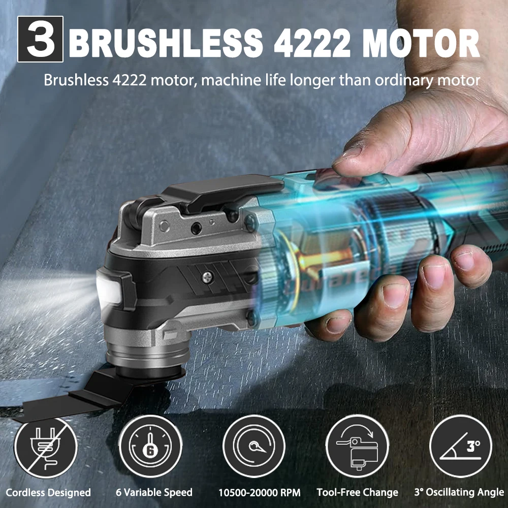 ONEKFYFD Brushless Oscillating Variable Speed Trimmer Saw Renovation Power Machine Multi-function Tool for Makita 18V Battery
