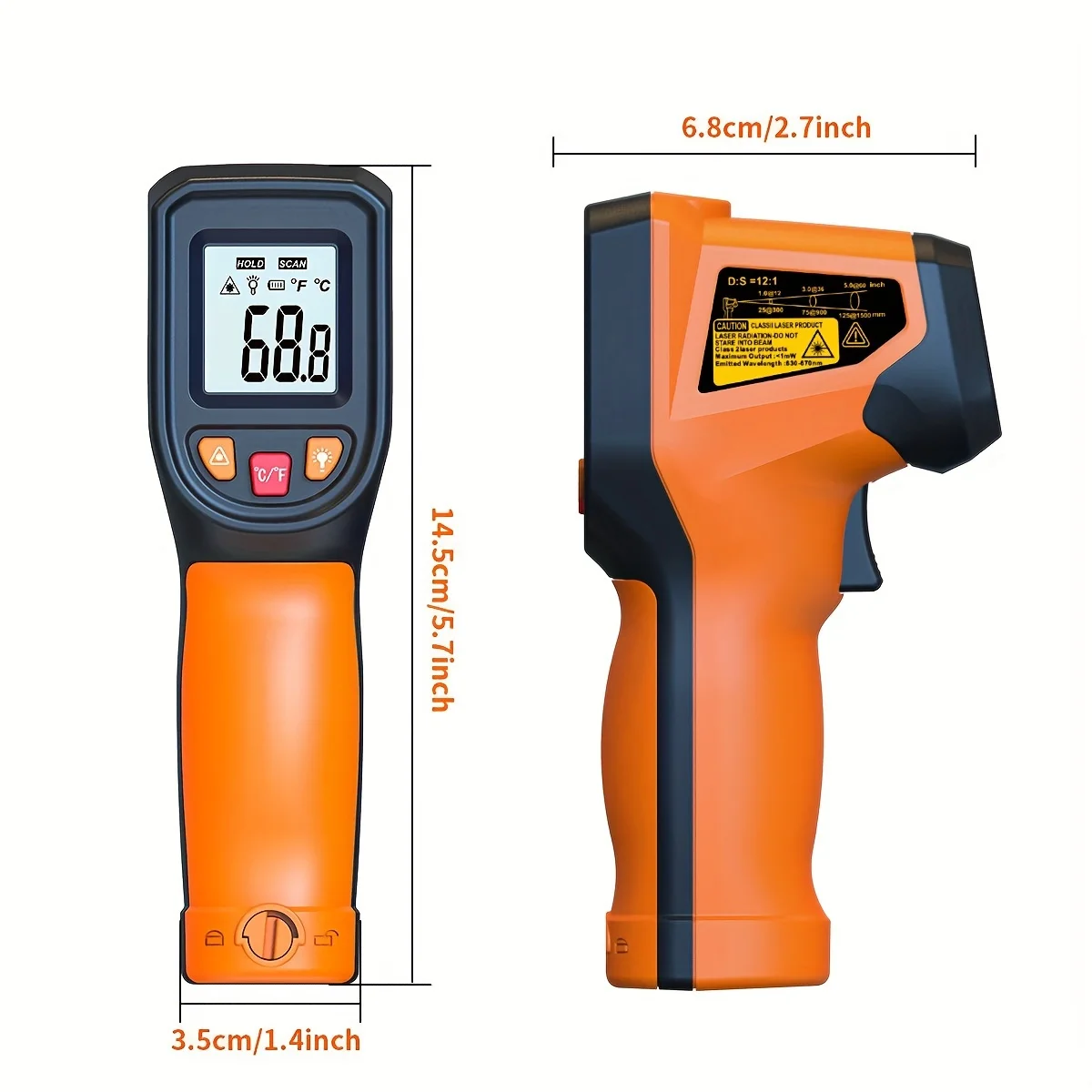 NJTY T600 T600A Infrared Thermometer Laser Temperature Gun Sensor Handheld Non-contact IR-LCD Heat Industrial Pyrometer 600 °C