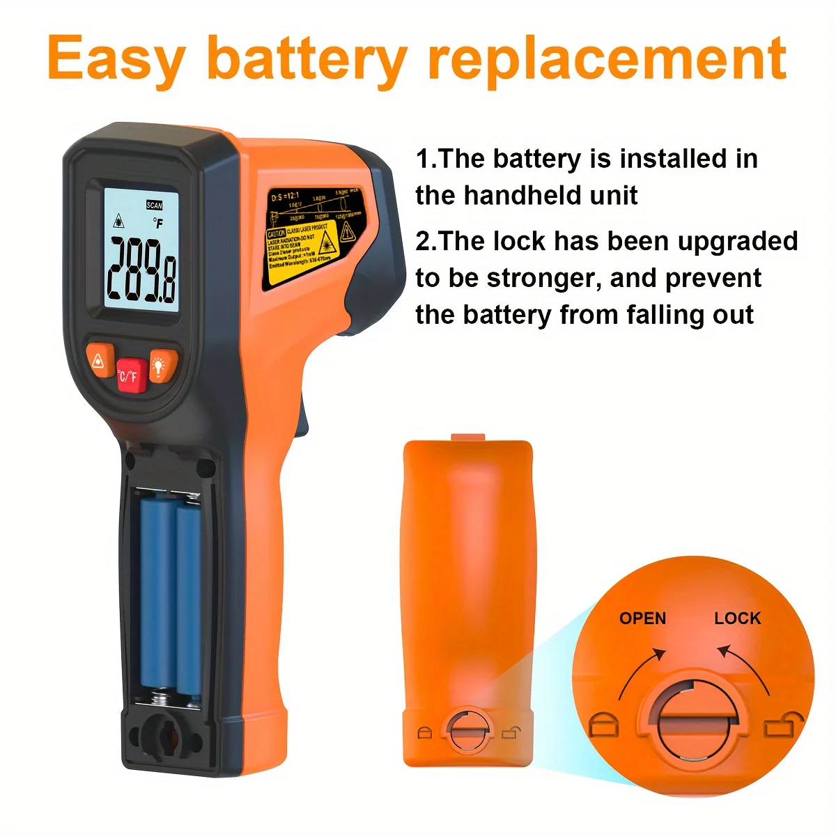 NJTY T600 T600A Infrared Thermometer Laser Temperature Gun Sensor Handheld Non-contact IR-LCD Heat Industrial Pyrometer 600 °C