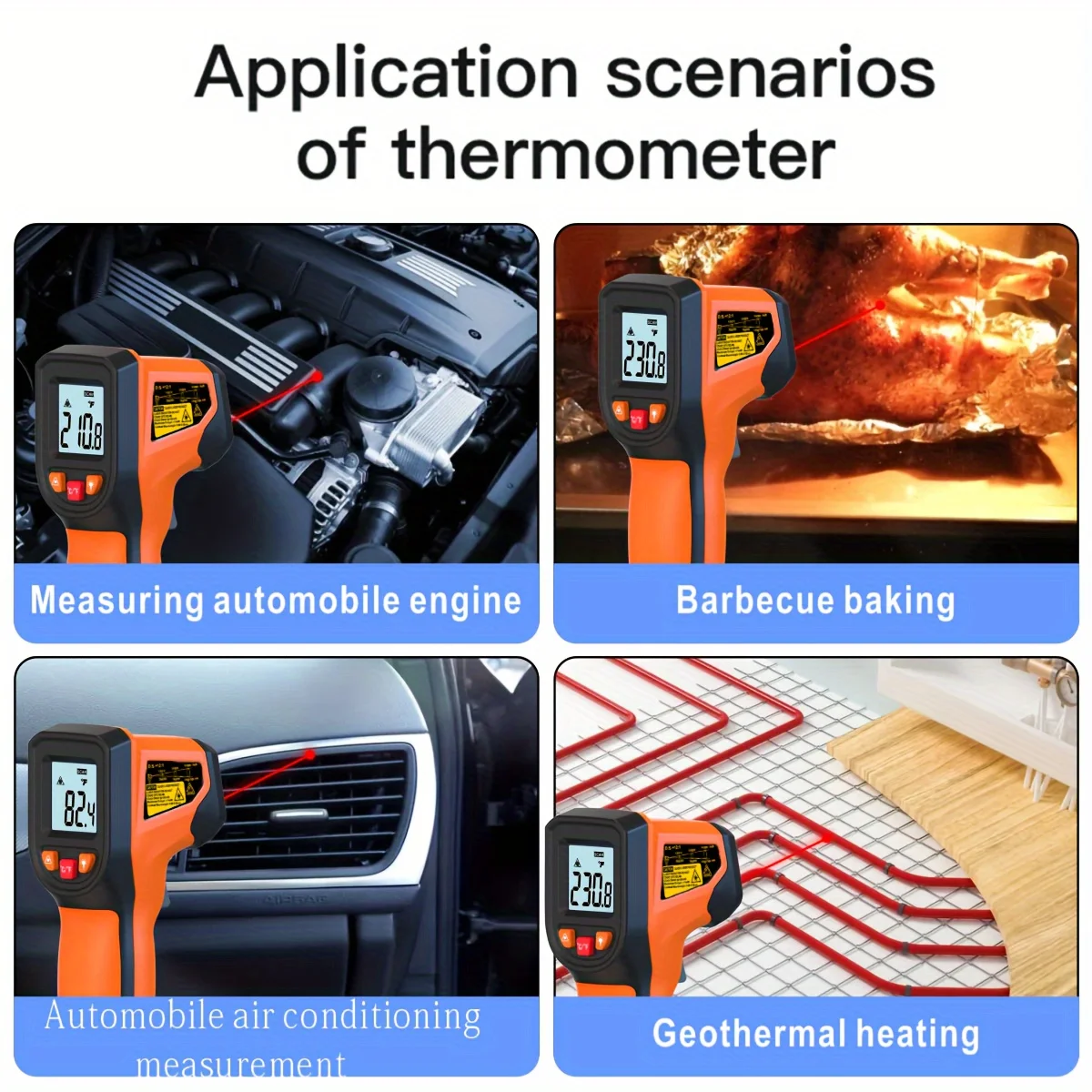 NJTY T600 T600A Infrared Thermometer Laser Temperature Gun Sensor Handheld Non-contact IR-LCD Heat Industrial Pyrometer 600 °C