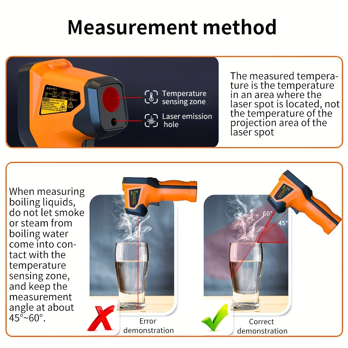 NJTY T600 T600A Infrared Thermometer Laser Temperature Gun Sensor Handheld Non-contact IR-LCD Heat Industrial Pyrometer 600 °C