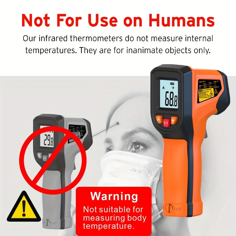 NJTY T600 T600A Infrared Thermometer Laser Temperature Gun Sensor Handheld Non-contact IR-LCD Heat Industrial Pyrometer 600 °C