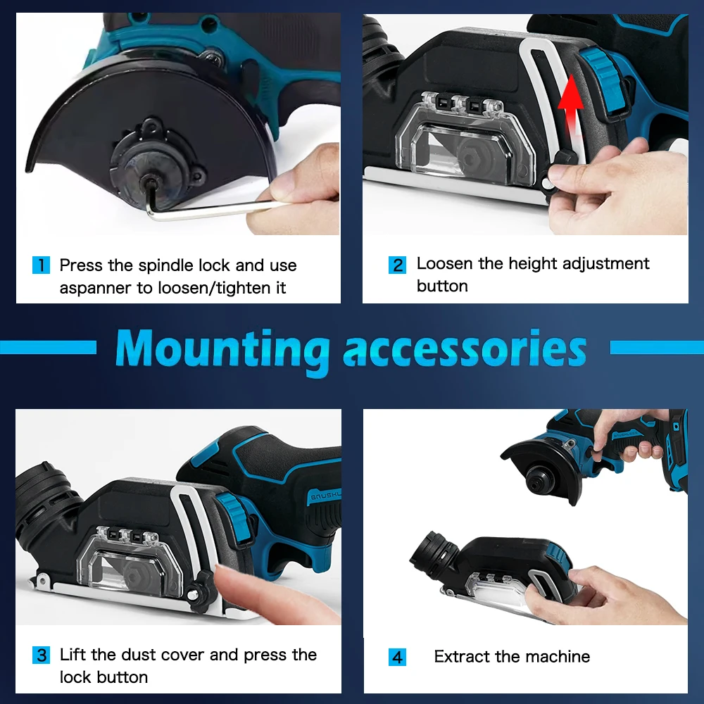 3 Inch 76mm Brushless Angle Grinder Polishing Mini Electric Circle Saw Cutting Machine with LED Display for Makita 18v Battery