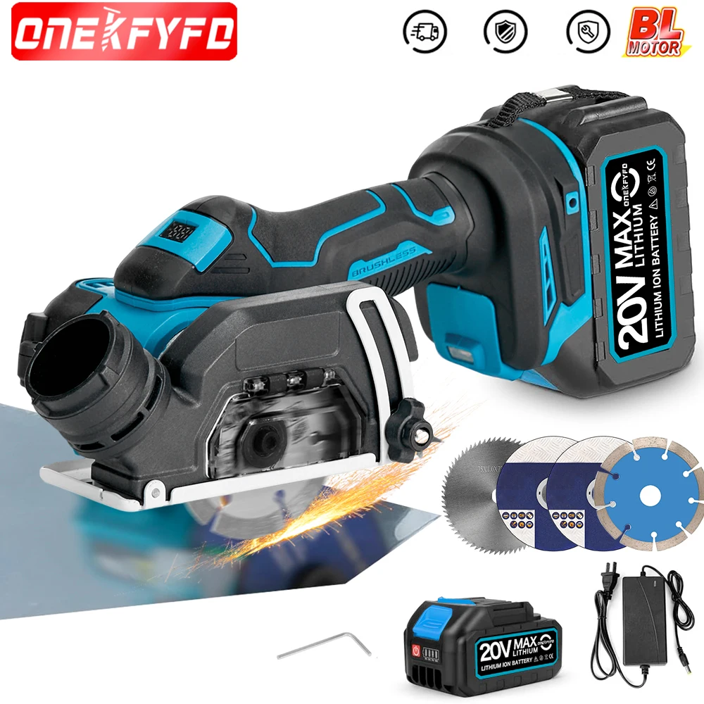 3 Inch 76mm Brushless Angle Grinder Polishing Mini Electric Circle Saw Cutting Machine with LED Display for Makita 18v Battery