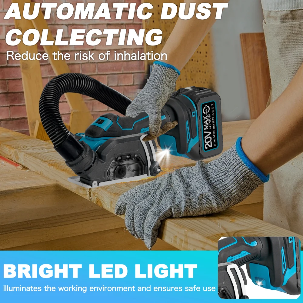 3 Inch 76mm Brushless Angle Grinder Polishing Mini Electric Circle Saw Cutting Machine with LED Display for Makita 18v Battery