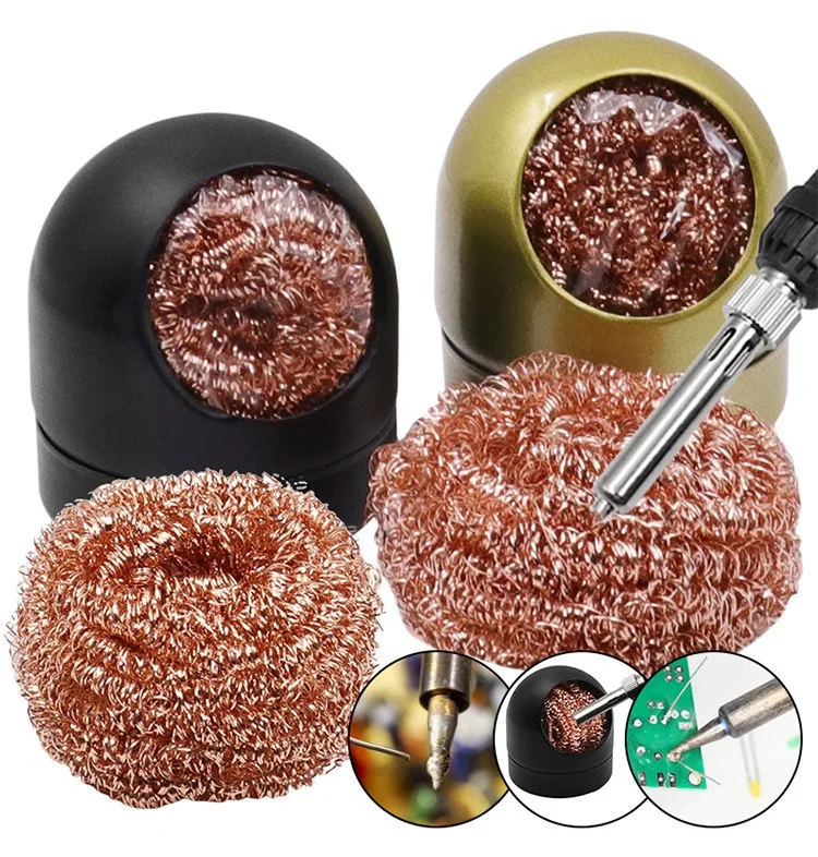Desoldering Soldering Cleaning Ball Iron Mesh Filter Cleaning Nozzle Tip Copper Wire Cleaner Ball Metal Dross Box Clean Ball