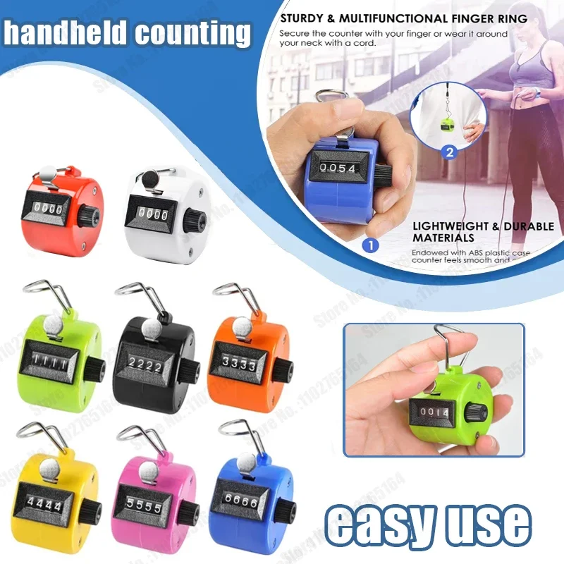 Handheld 4 Digital Tally Counter Mechanical Manual Palm Clicker Number Count Assorted Tally Counter Number Count