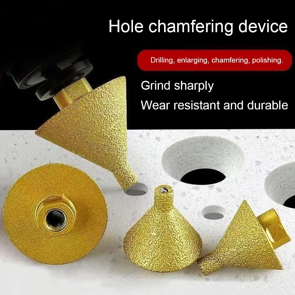 1PC Diamond Chamfering Machine M10/M14 Handle Multifunctional Stone Hole Drilling Polishing And Trimming Drill Bit