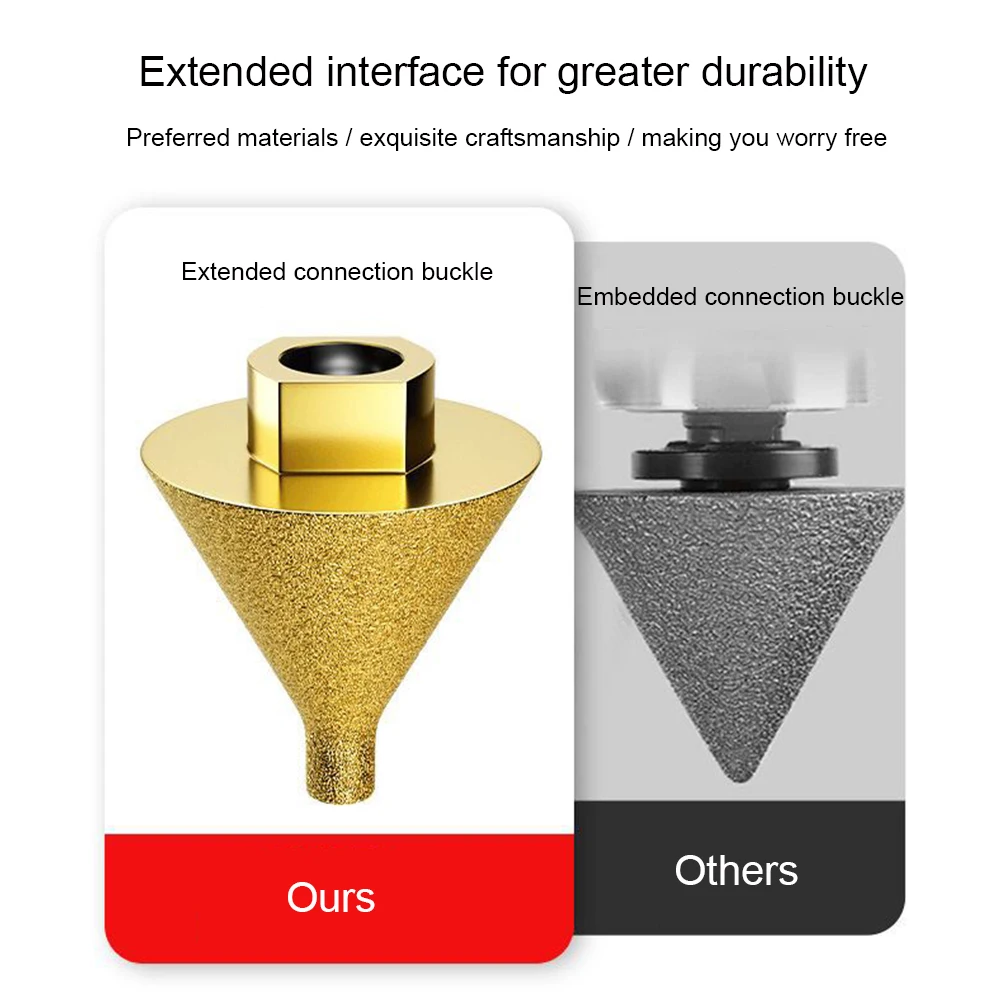 1PC Diamond Chamfering Machine M10/M14 Handle Multifunctional Stone Hole Drilling Polishing And Trimming Drill Bit