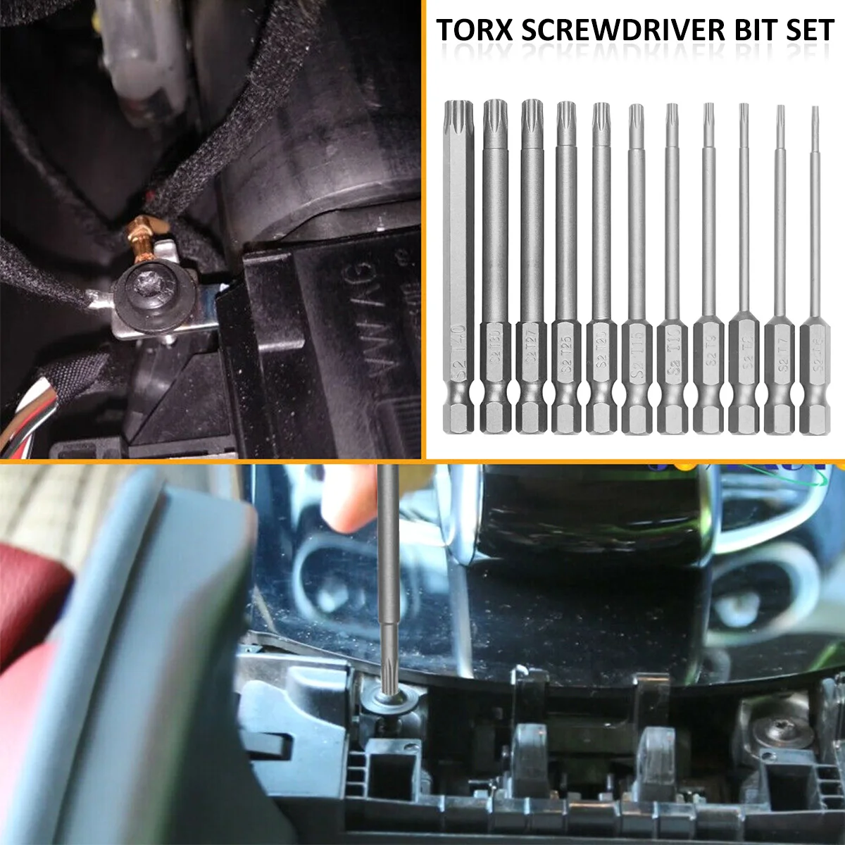 11Pcs Torx Screwdriver Bit Set 1/4 Inch Professional Magnetic Star S2 Steel Hex Shank Tough Torx Star Hex Security Security Set