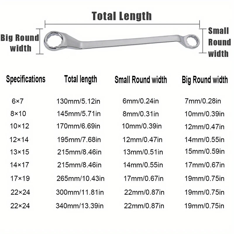 1pc Chrome Vanadium Steel Dual Head Dual-purpose Plum Wrench Auto Repair Wrench Tool Eye Wrench Repair Hardware Tool Plum Wrench