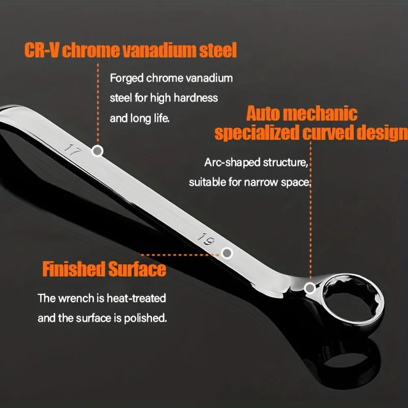 1pc Chrome Vanadium Steel Dual Head Dual-purpose Plum Wrench Auto Repair Wrench Tool Eye Wrench Repair Hardware Tool Plum Wrench