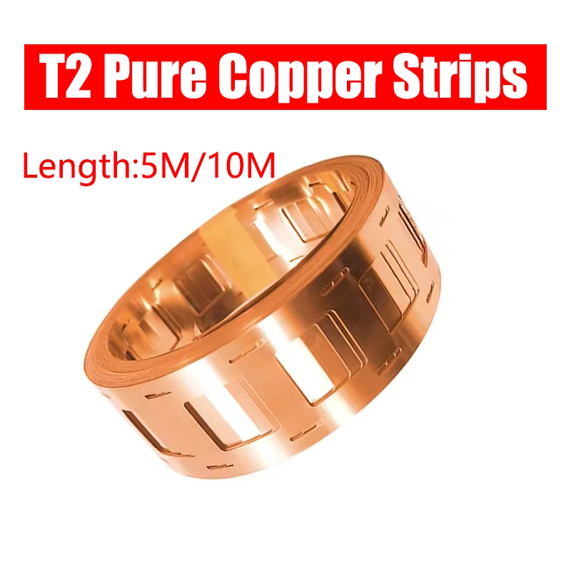 T2 High Purity Copper Strip,2P Copper Strip 5M/10M for 18650/21700 Li-ion Battery Pack Assembly Spot Welding Strap