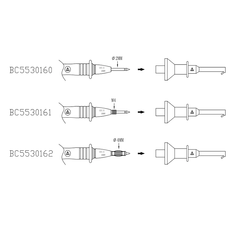 Multimeter Probe Hook 4mm Threaded Socket Smd Ic Clamp Spring Damage Test Gilding Suitable For Test Lead 2mm/4mm/M4 Interface