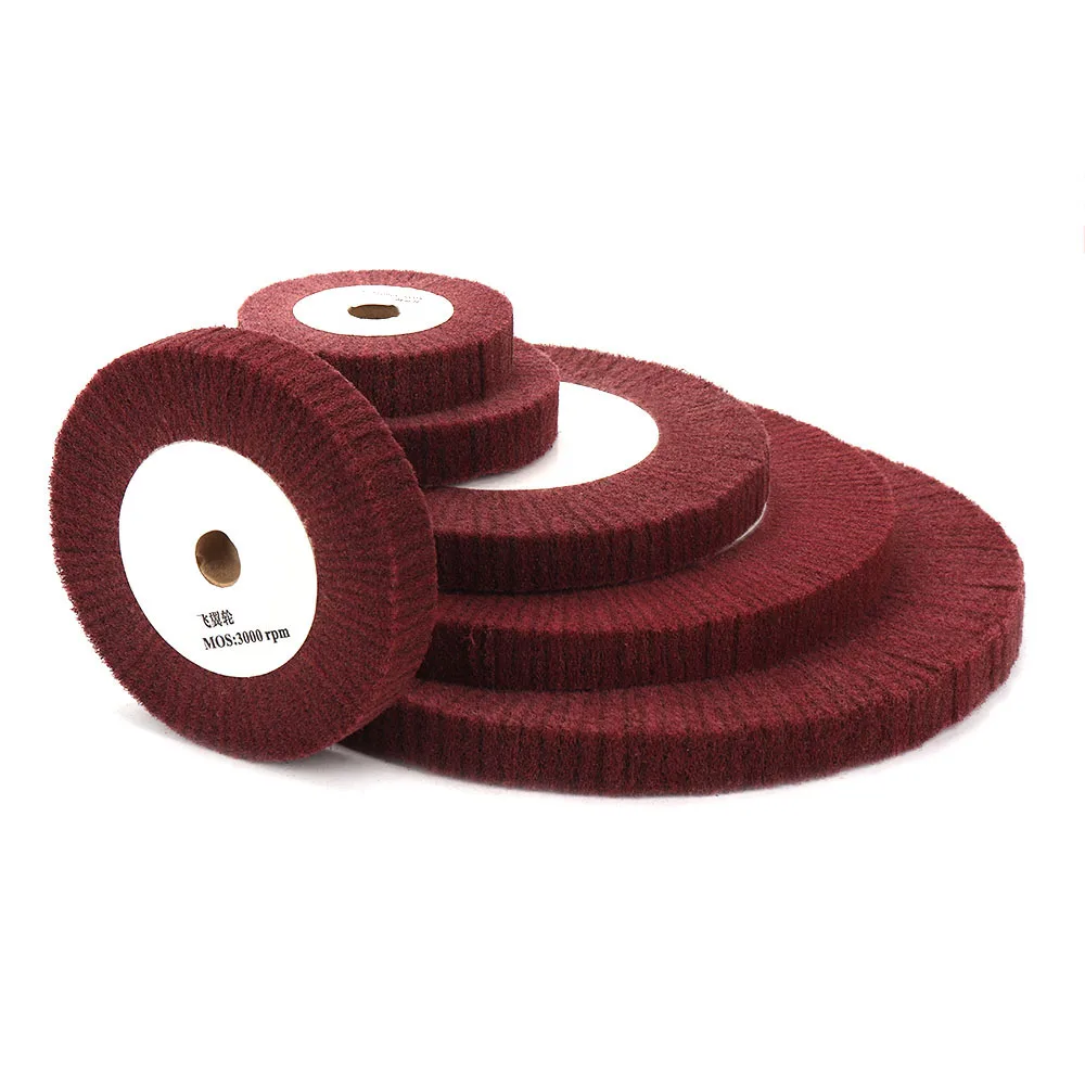 100/125/150/200/250/300mm Non-Woven Polishing Wheel Nylon Flap Brush  Wheel Metal Cleaning Rust Removal Grinding Sbrasive Tool