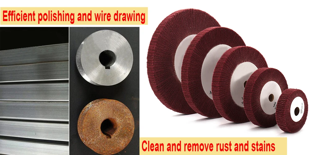 100/125/150/200/250/300mm Non-Woven Polishing Wheel Nylon Flap Brush  Wheel Metal Cleaning Rust Removal Grinding Sbrasive Tool