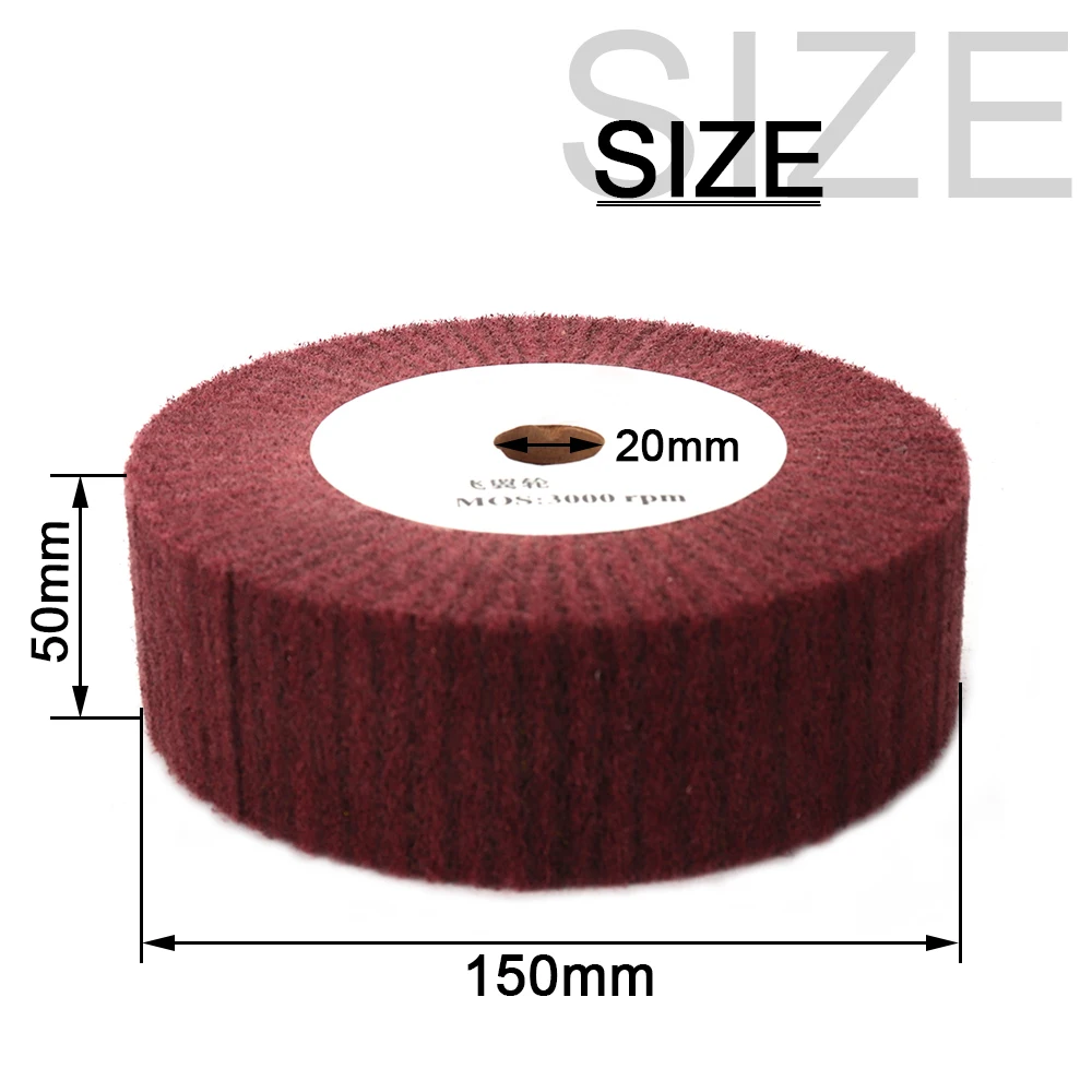 100/125/150/200/250/300mm Non-Woven Polishing Wheel Nylon Flap Brush  Wheel Metal Cleaning Rust Removal Grinding Sbrasive Tool