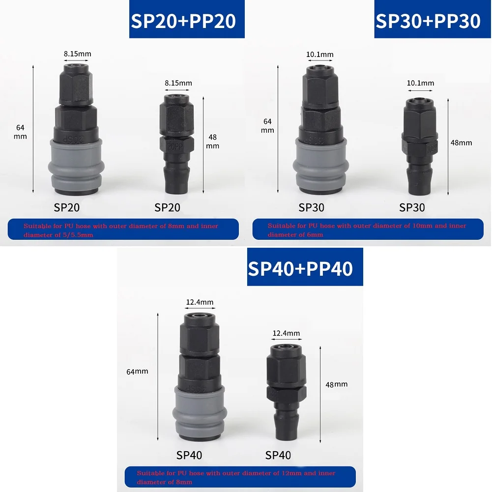 2pcs C-Type Self-locking Quick Connector Compressor Pneumatic Fittings 8/10/12mm Pneumatic Self-locking Quick Connector
