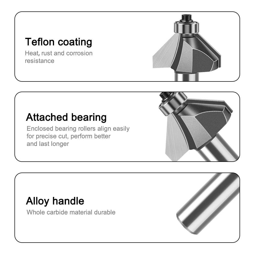 1pc 6mm 12mm Shank 45 Degree Bevel Router Bit Woodworking Milling Router Bit Trimming Machine Carving Router Bit