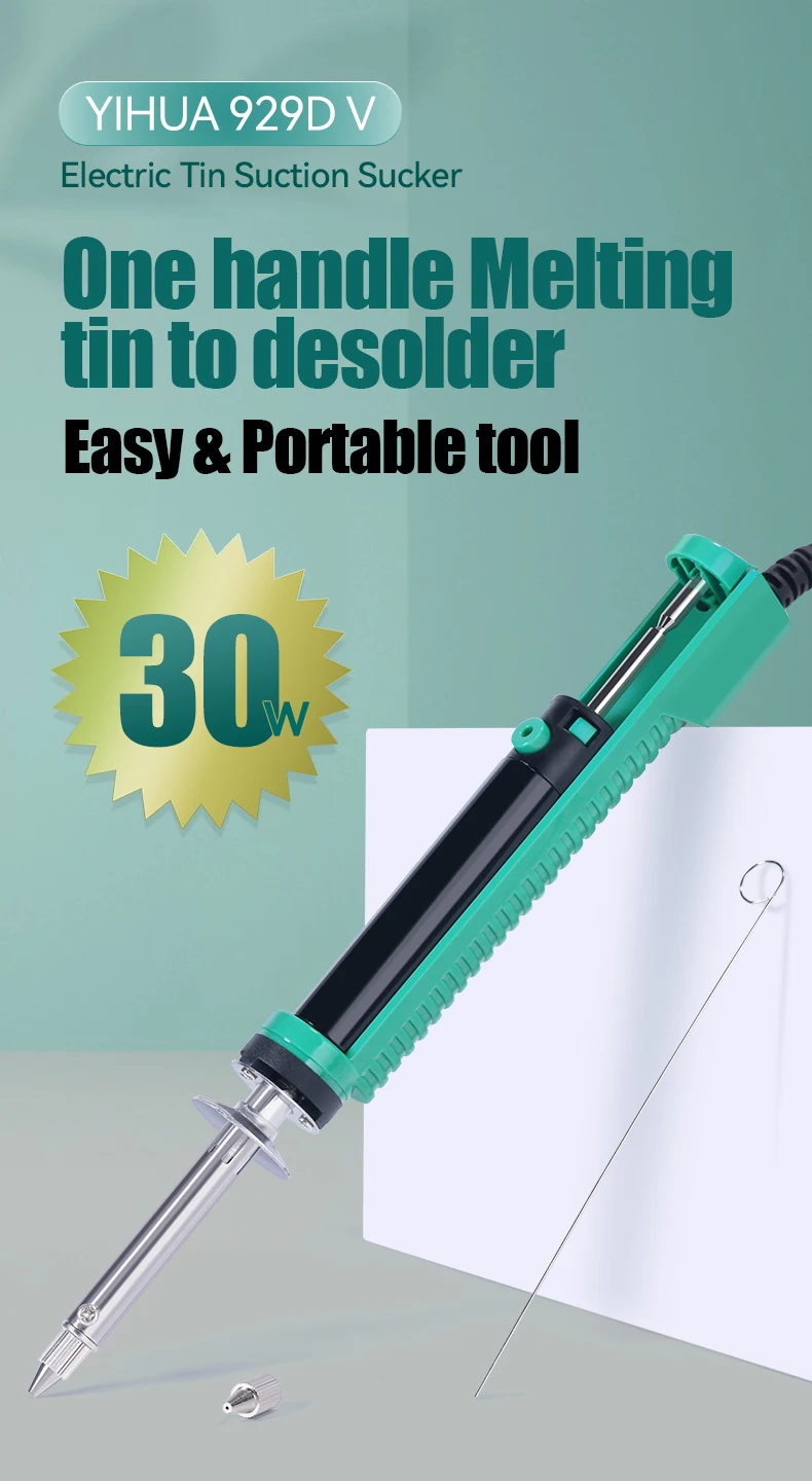 YIHUA 929D-V Tin Sucker Electric Desoldering Iron Solder Sucker Desoldering Pump With Desoldering Nozzles Through-Hole Desolder