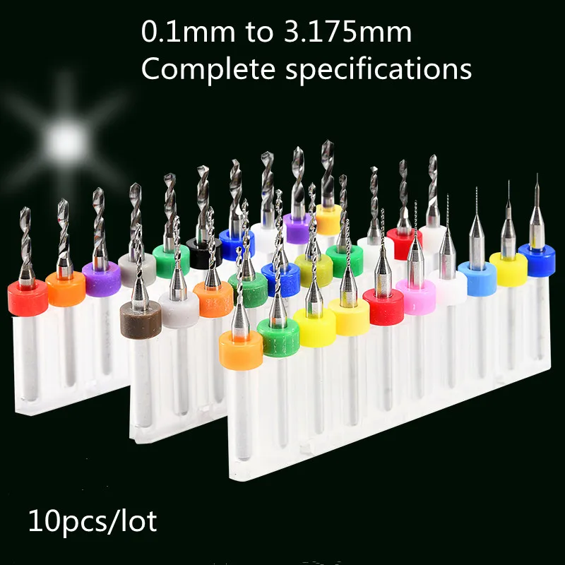 10pcs/50pcs 0.1mm to 3.175mm PCB Mini Drill Bit Tungsten Steel Carbide for Print Circuit Board CNC Drill Bits Machine