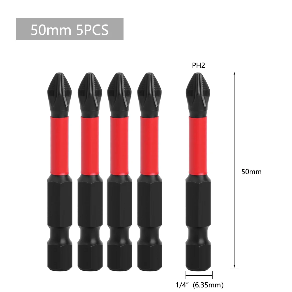 LAVIE 1/4in Hex Shank Strong Magnetic 5A S2 Material PH2 X 50mm 70mm 90mm Non-Slip Screwdriver Bit P04PH2050