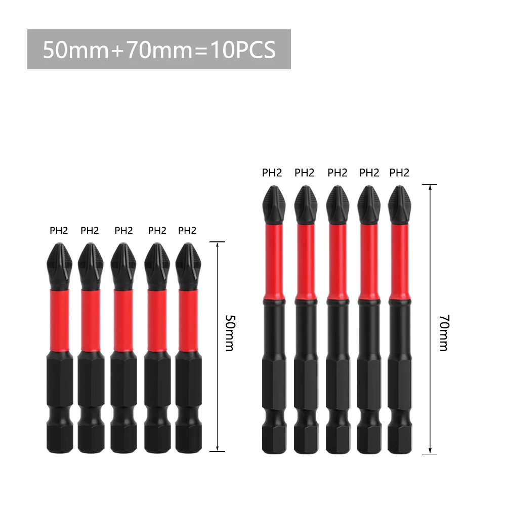 LAVIE 1/4in Hex Shank Strong Magnetic 5A S2 Material PH2 X 50mm 70mm 90mm Non-Slip Screwdriver Bit P04PH2050