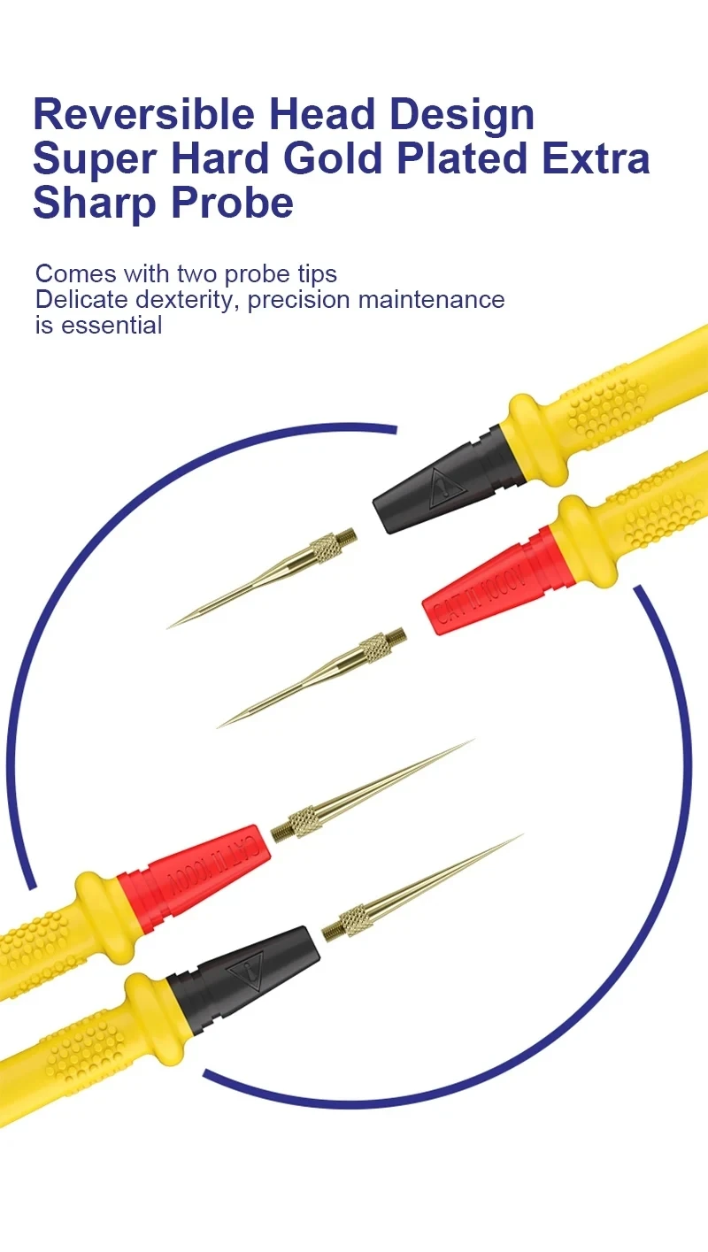 MECHANIC RP4 Multimeter Pen 1000V 20A Stainless Steel Digital Multimeter Ultra Fine Point Needle Soft Test Probe P40