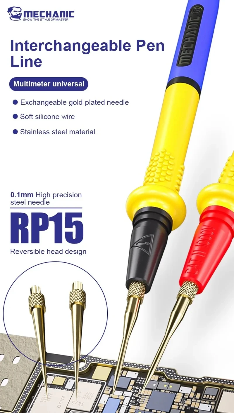 MECHANIC RP4 Multimeter Pen 1000V 20A Stainless Steel Digital Multimeter Ultra Fine Point Needle Soft Test Probe P40