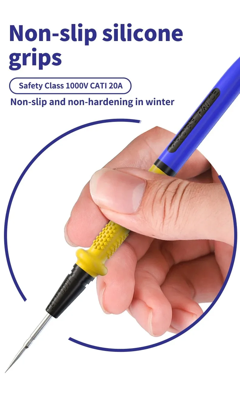 MECHANIC RP4 Multimeter Pen 1000V 20A Stainless Steel Digital Multimeter Ultra Fine Point Needle Soft Test Probe P40